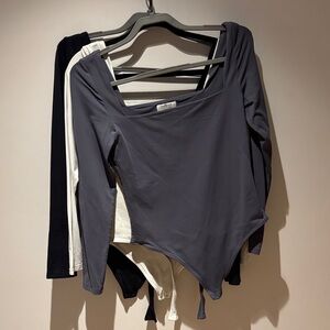 Babaton Long Sleeve Square Neck Bodysuit - Set of 3